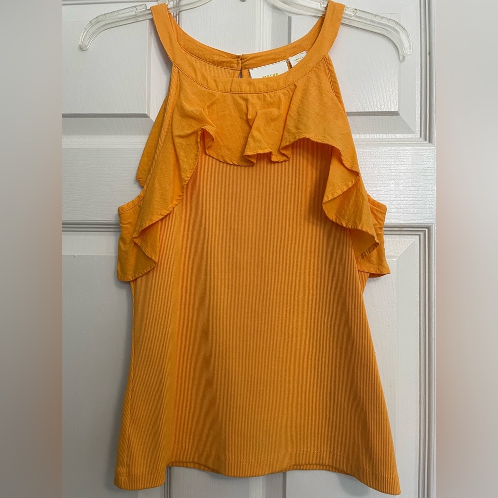 Anthropologie Ruffled Orange Top